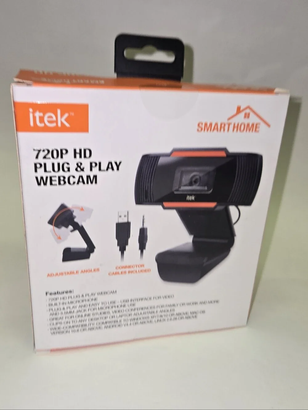 itek 720P HD Plug & Play Webcam - Black and Orange